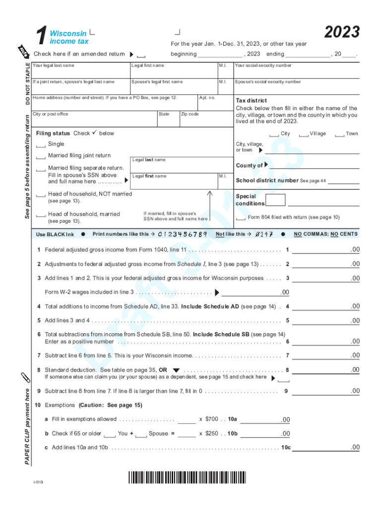  I 010 Form 1 Wisconsin Income Tax Wisconsin Income Tax Form 1 2022