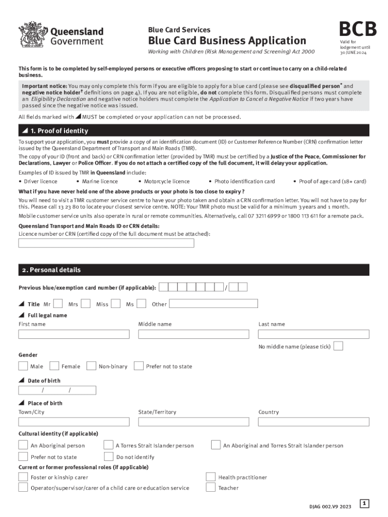 Blue Card Business Application BCB  Form