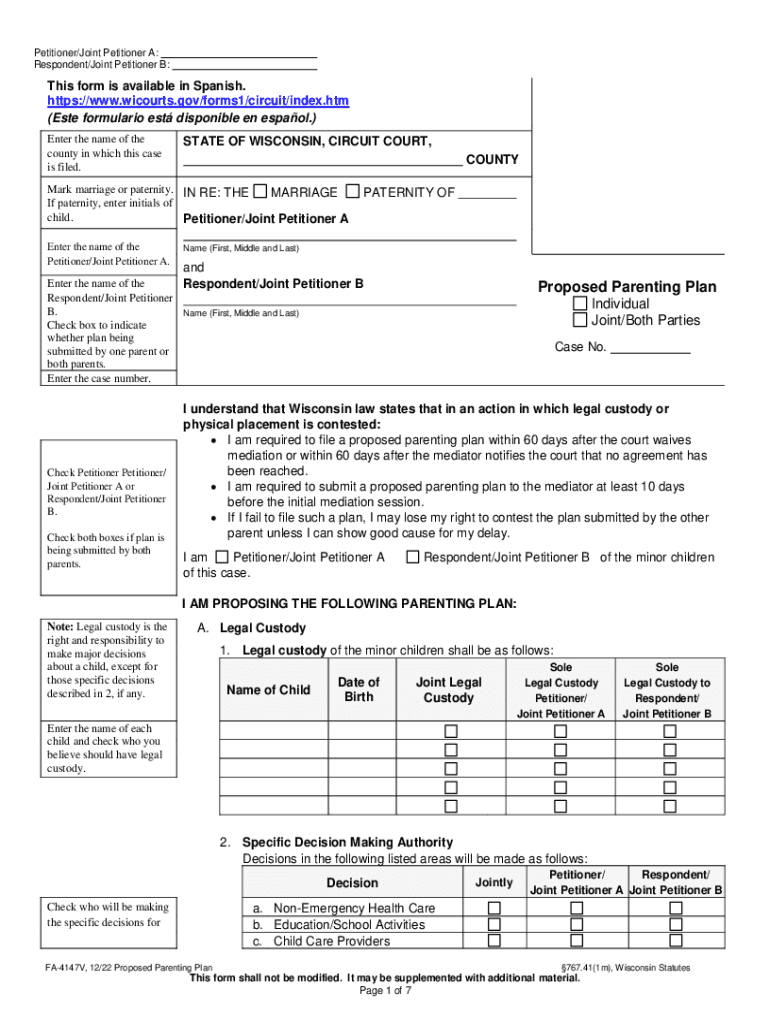  FA 4150V Marital Settlement Agreement with Minor Children 2022-2024