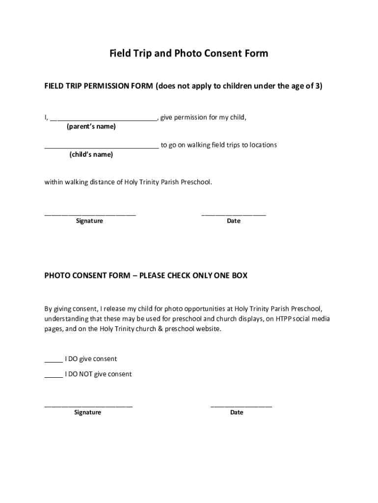 Field Trip, Photo, and Directory Approval Form