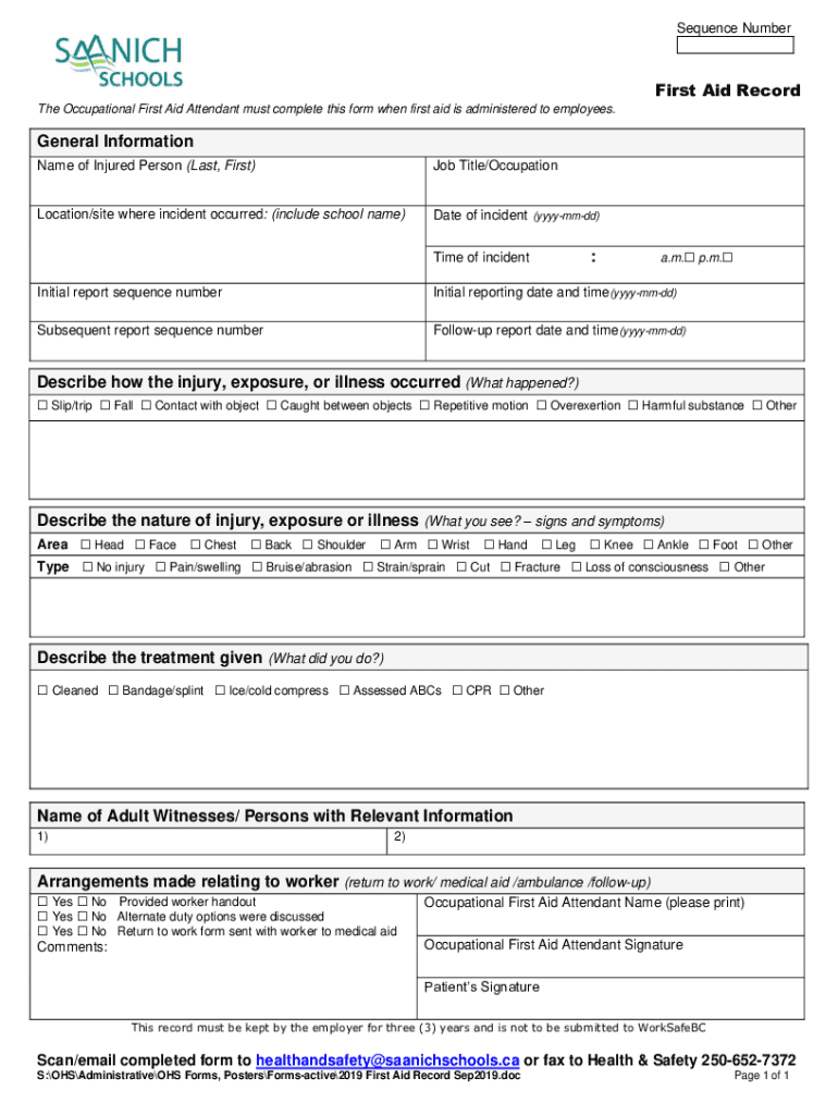 First AidSample Procedure  Form