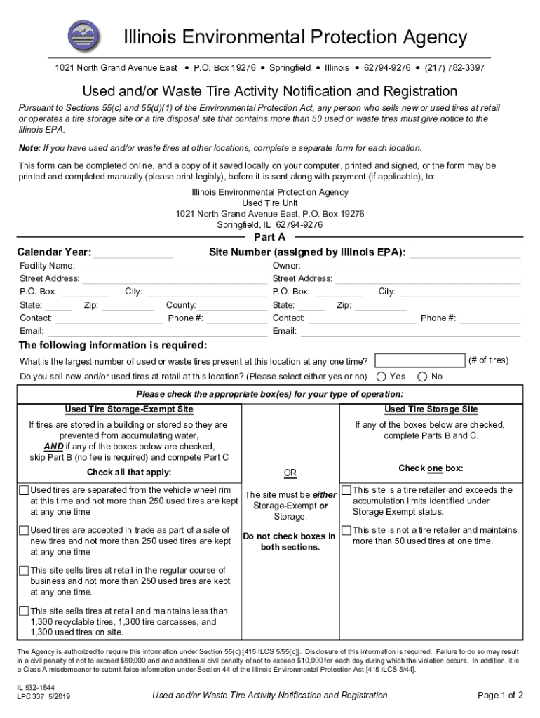  Used Tire Notification and Registration Form PDF 2019-2024