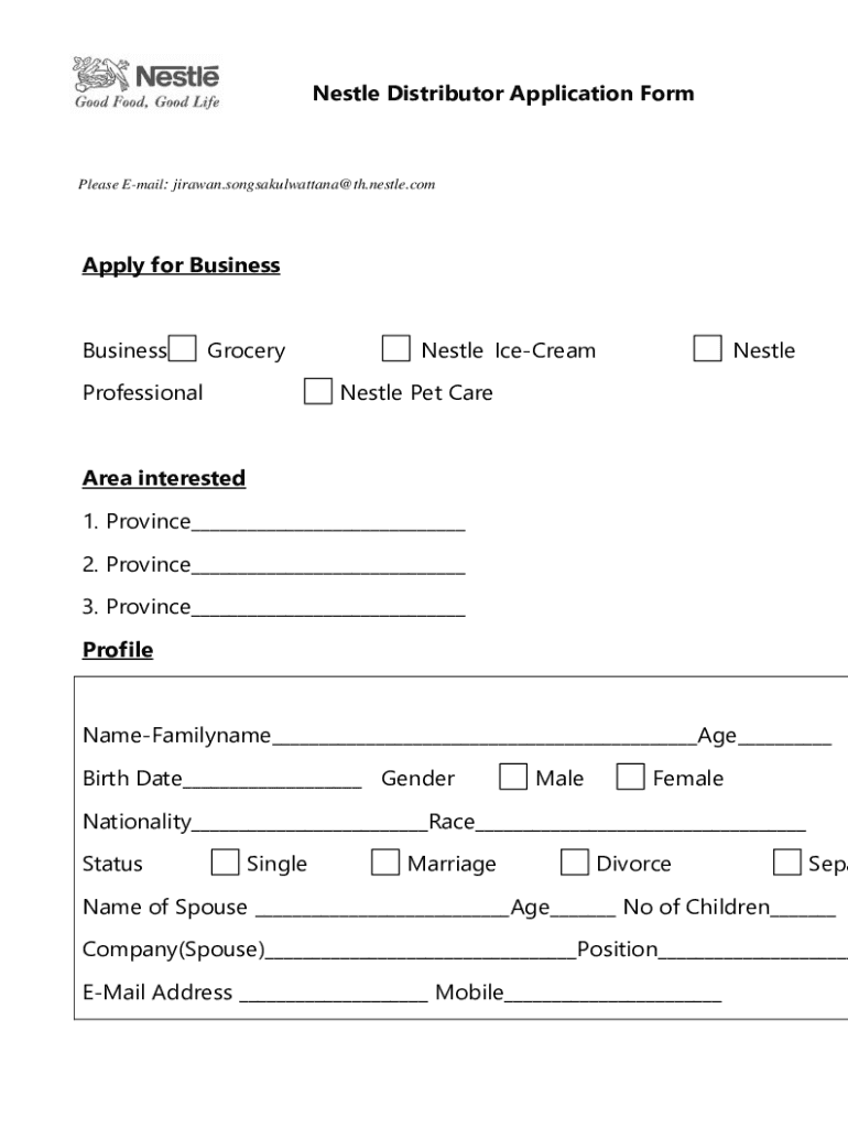  Nestle Distributor Partner Application Form 2023-2024