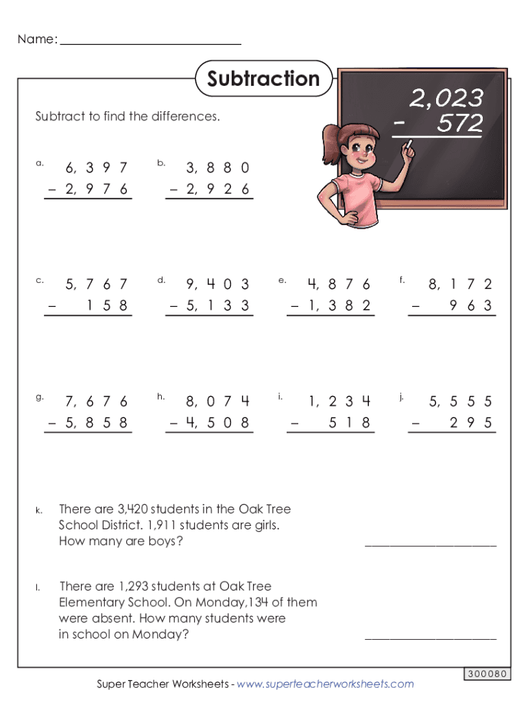 Subtracting 4digTZRTT  Form