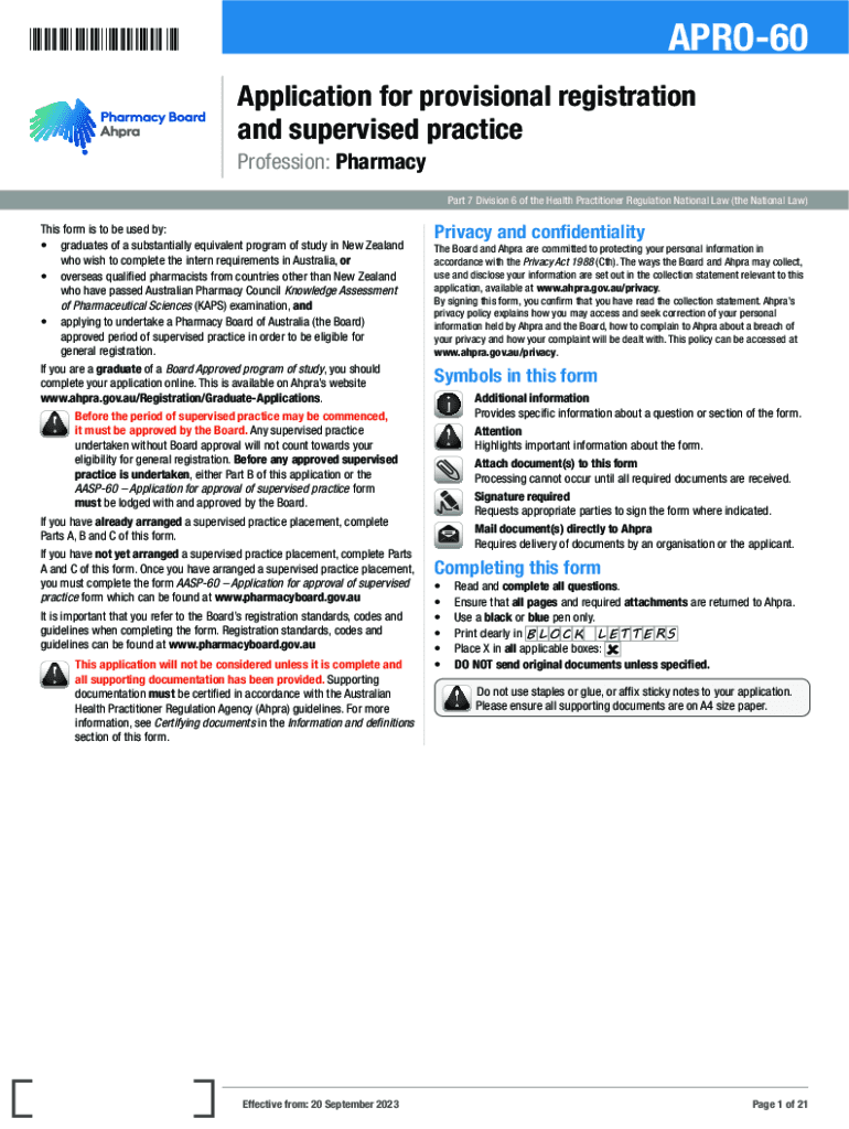  Application for Provisional Registration as a Pharmacist for 2023-2024