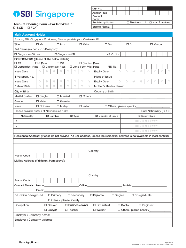  SBIS SGD Account Opening Form 0622R2 2022-2024
