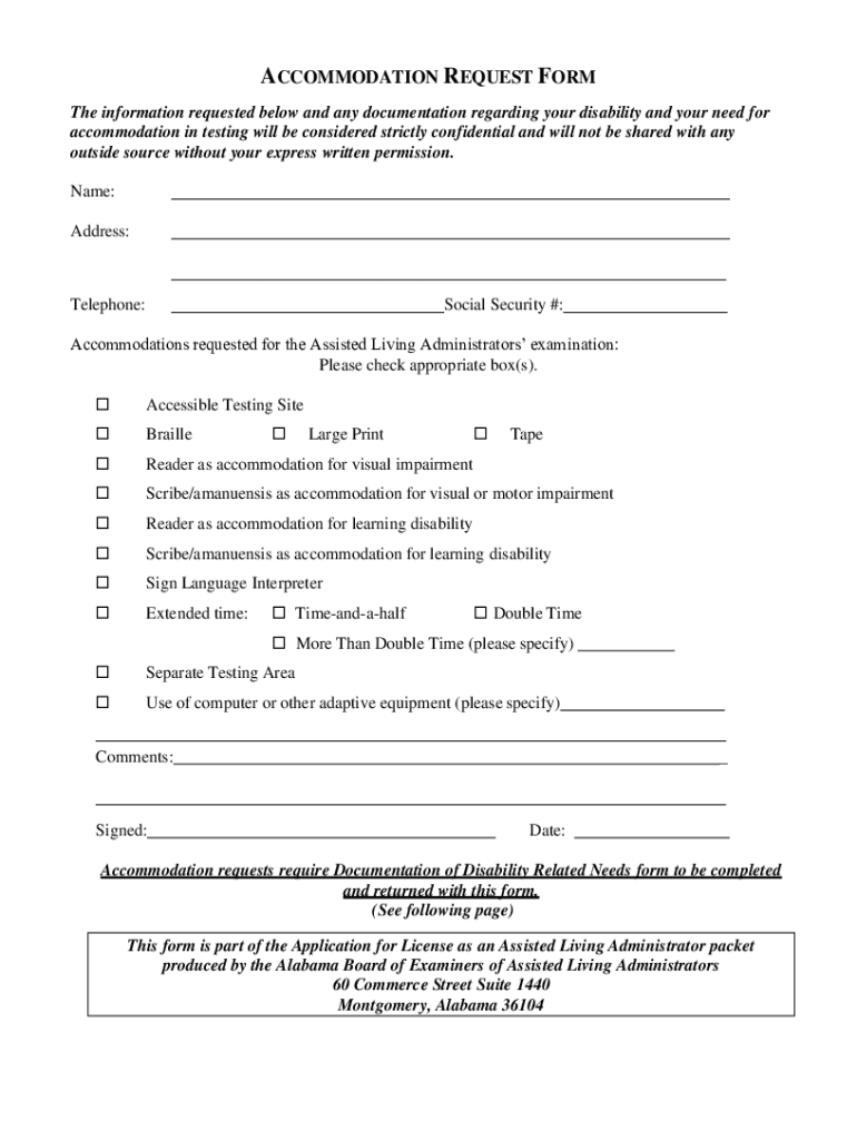 Fire Fighter Exam Accommodation Request  Form