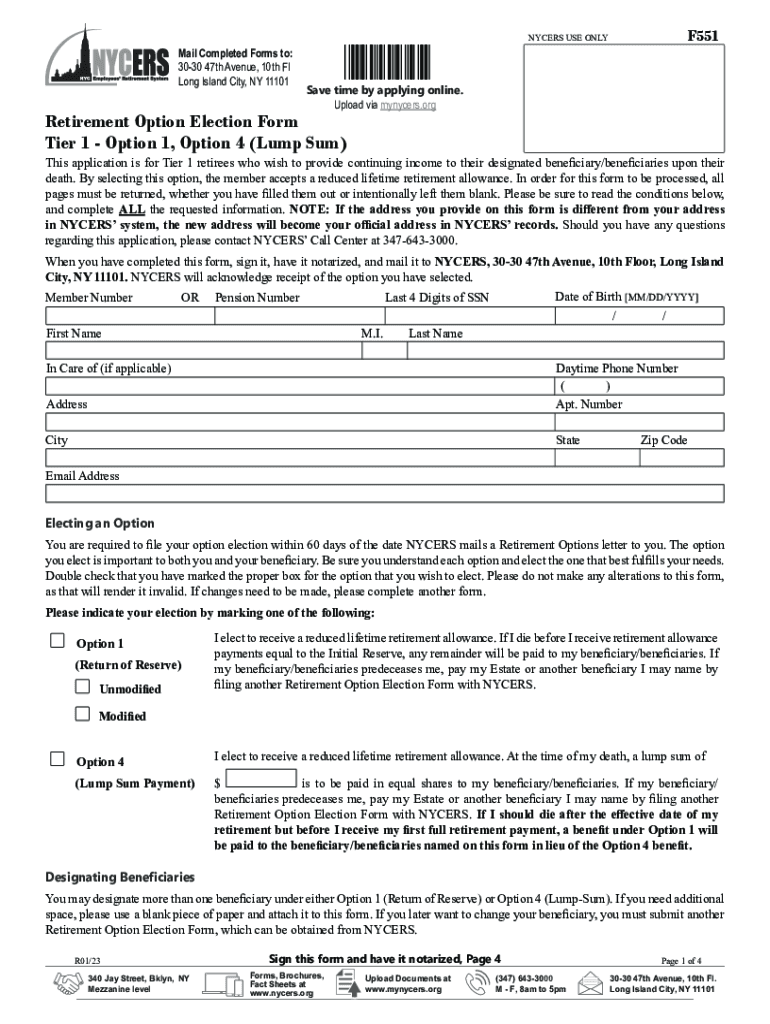 Retirement Option Election FormTier 3 and 22 Year Plan