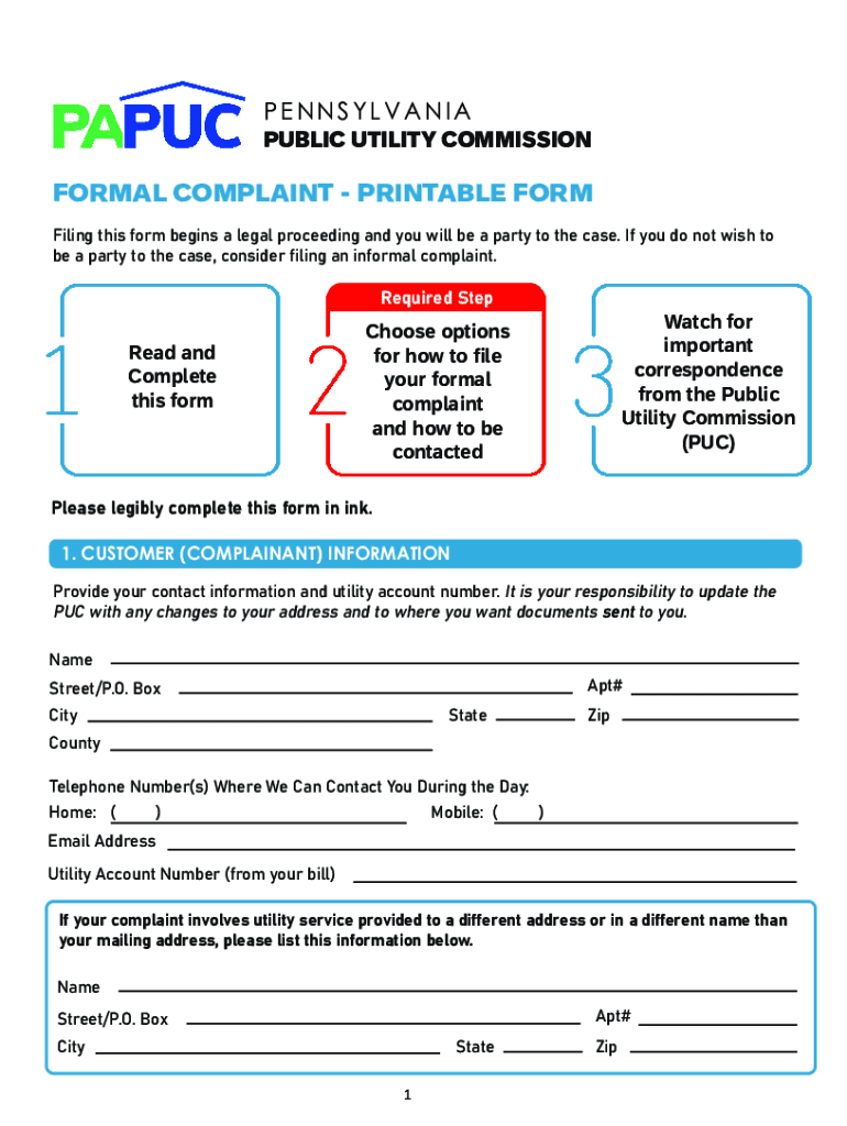 Official Complaint Form Final PucPDF