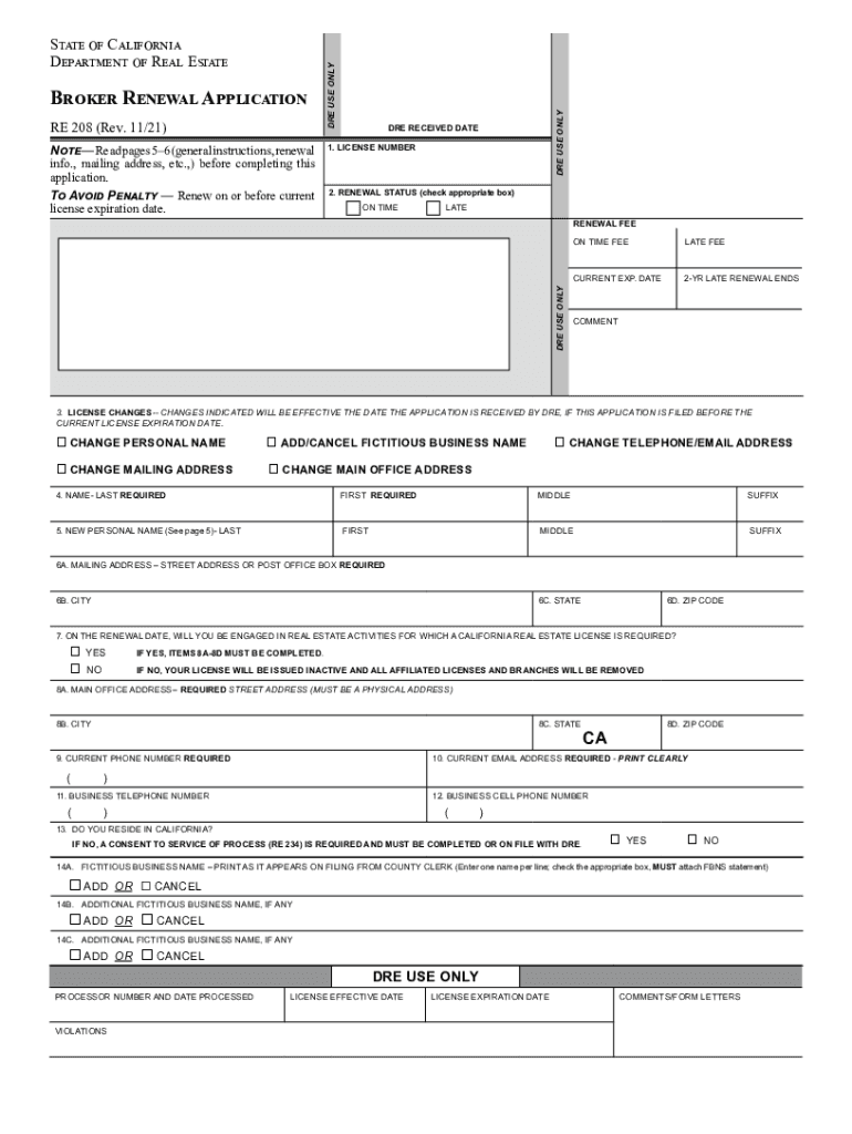 Officer Renewal Application RE 207, Rev 1121  Form