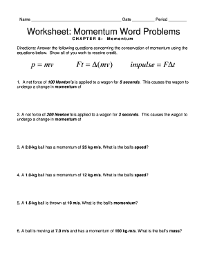 Worksheet Momentum Word Problems Chapter 8 Momentum Answer Key  Form