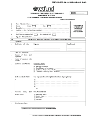 TETFUND CONFERENCE ATTENDANCE Nomination Fuotuoke Edu  Form