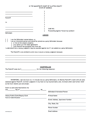 Clayton County Dispossessory  Form