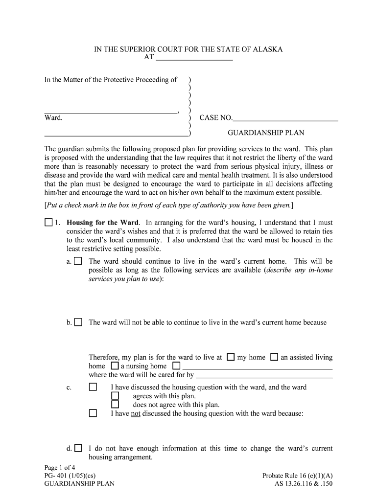 Guardianship Plan Form Pg 401