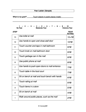 Fear Ladder Worksheet PDF  Form