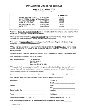  City of Santa Ana Dog License 2014