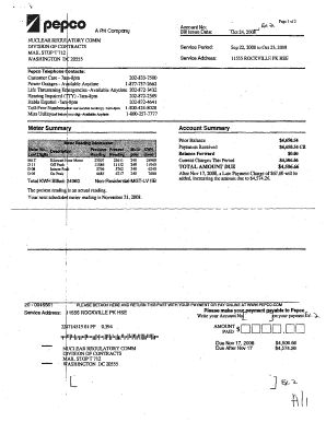 Pepco Bill Sample  Form