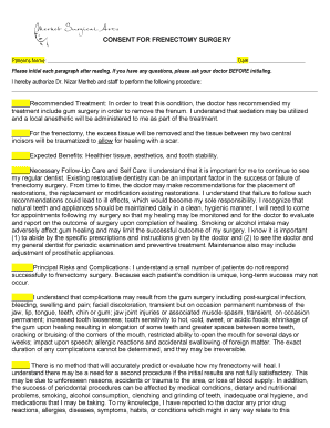 Frenectomy Consent Form