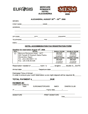 Hotel Room Reservation Form