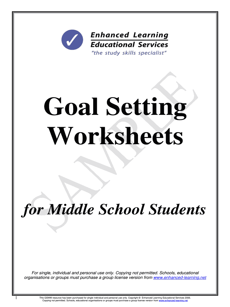 Goal Setting Worksheets Enhanced Learning Enhanced Learning  Form
