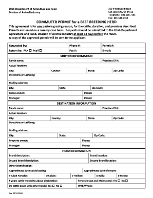 Livestock Commuter Permit Utah Department of Agriculture and Food Ag Utah  Form