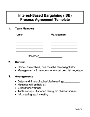 Interest Based Bargaining IBB Process Agreement Template Mn  Form