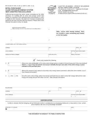  Initial Purchaser Claim for Solar Energy System New Construction Exclusion Initial Purchaser Claim for Solar Energy System New C 2014