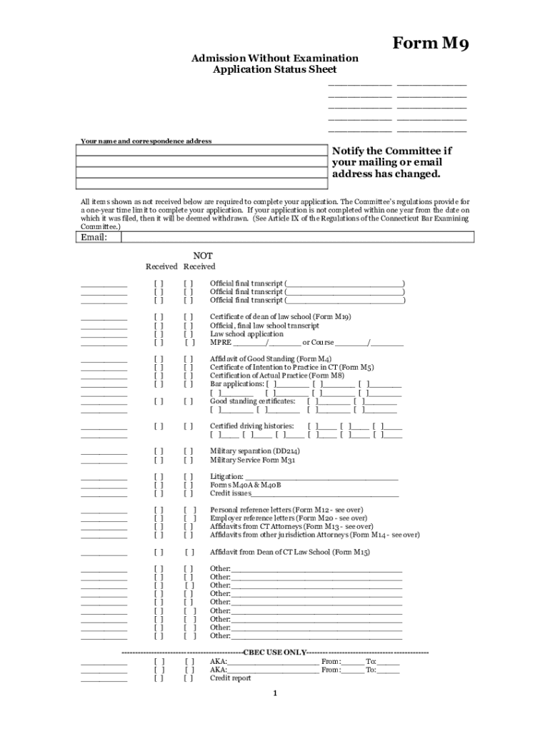  M9 Form 2017