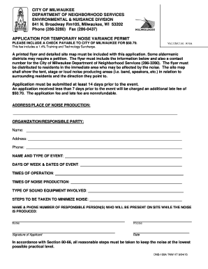 Noise Variance Permit  Form