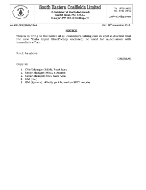 Data Input Sheet Secl Gov  Form