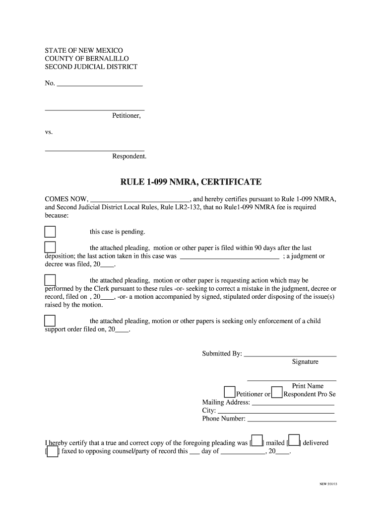 Rule 1 099 Nmra Certificate  Form
