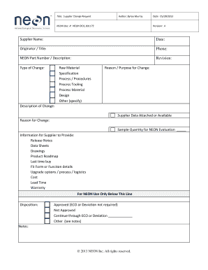Supplier Change Request Form