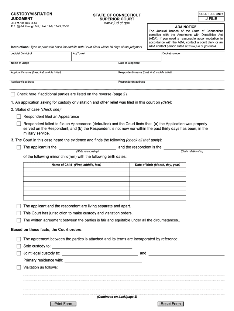 Visitation Judgment  Form