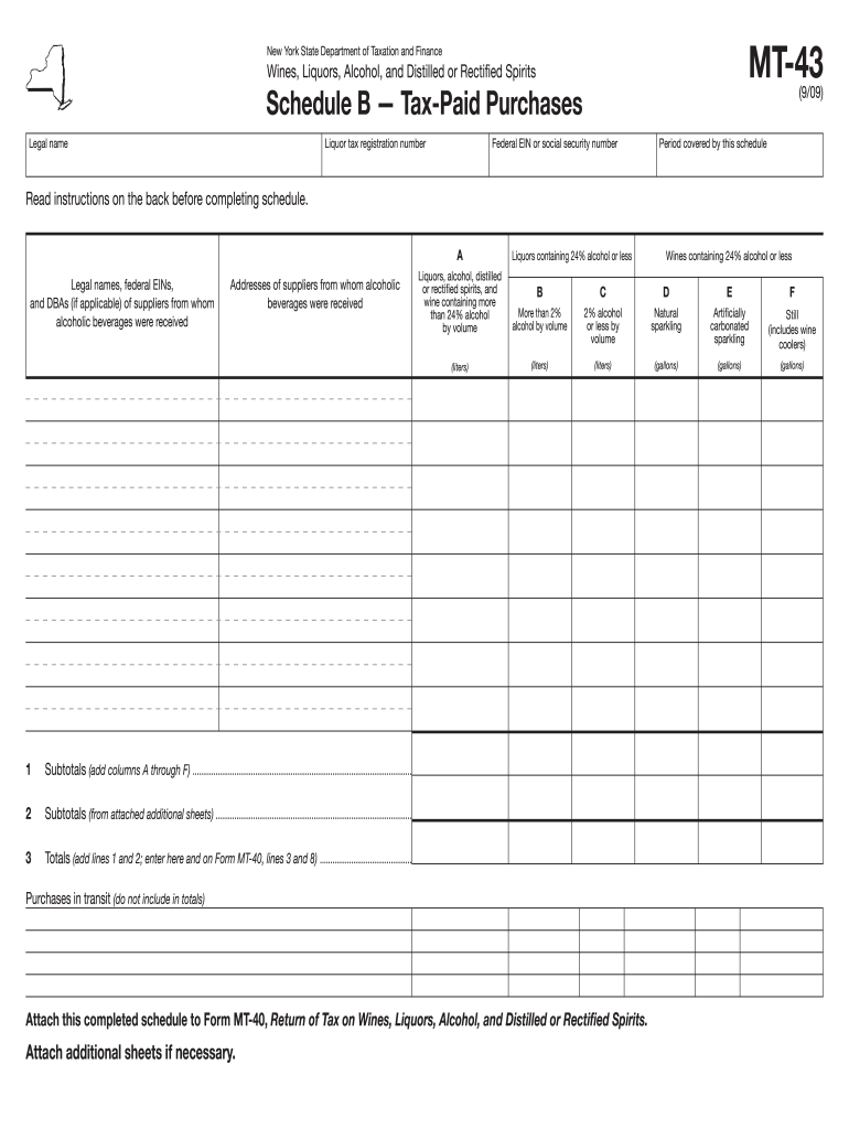  Nys Form Mt 43 2009