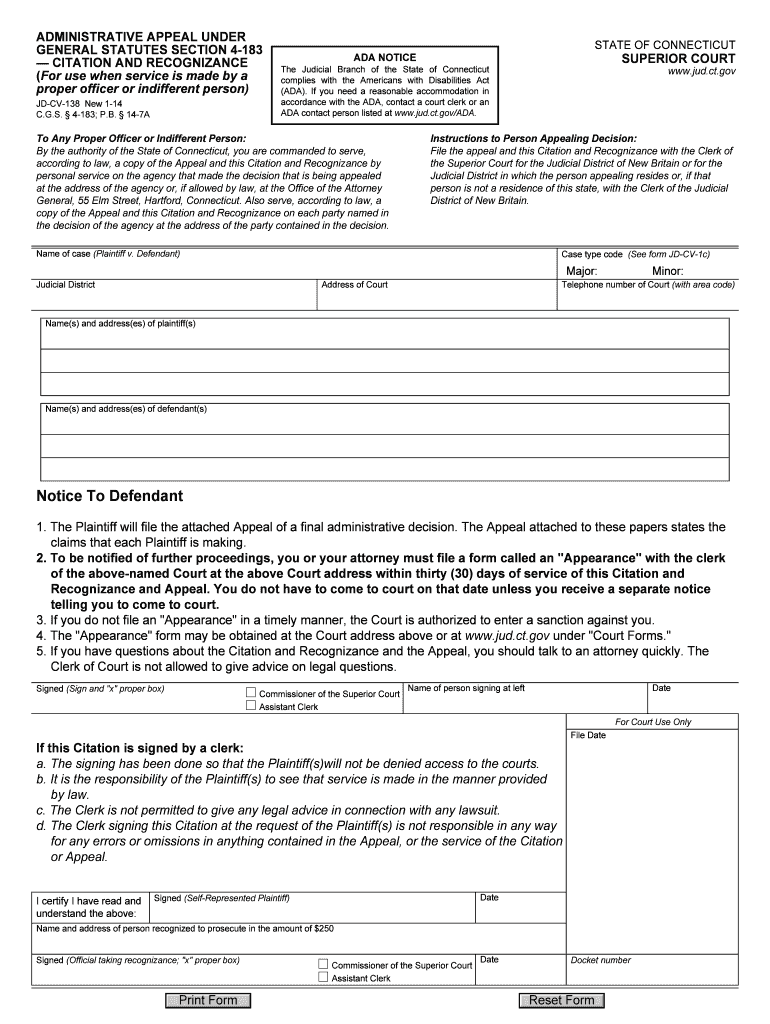  Citation and Recognizance Connecticut Judicial Branch CT Gov Jud Ct 2014