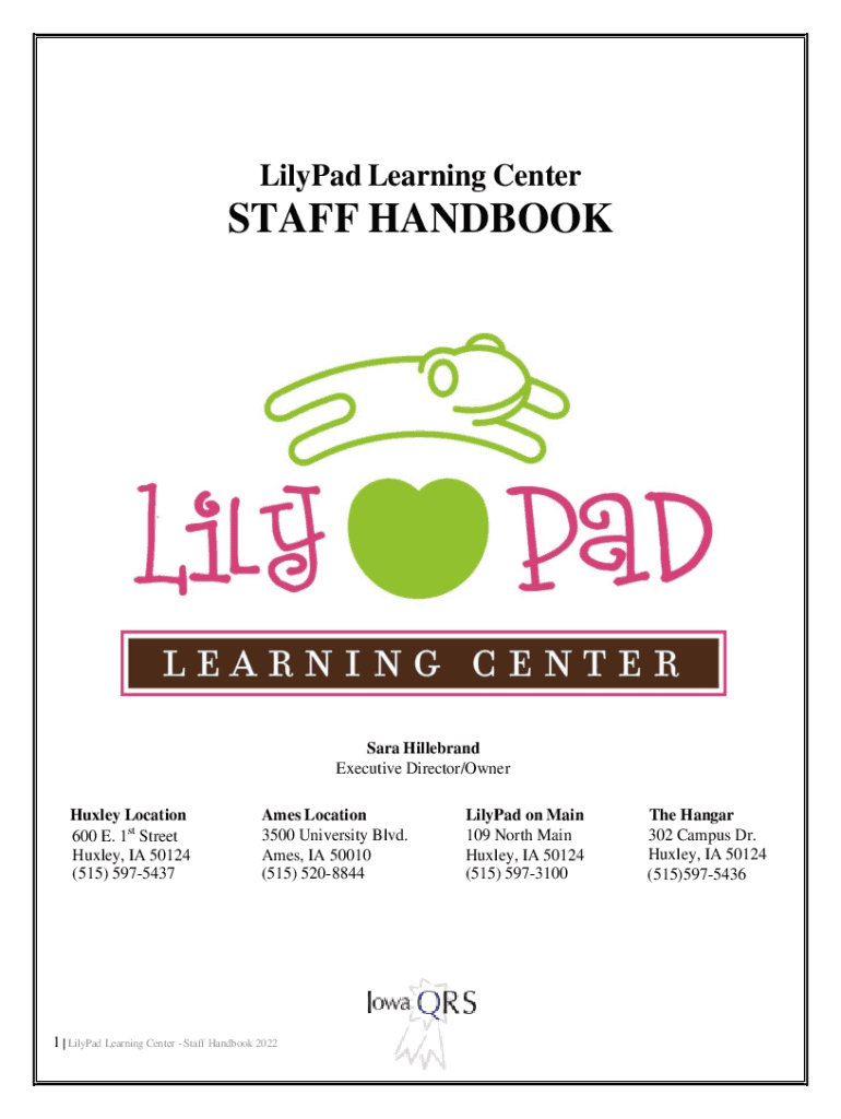LILY PAD LEARNING CENTER600 E 1st St, Huxley, Iowa  Form