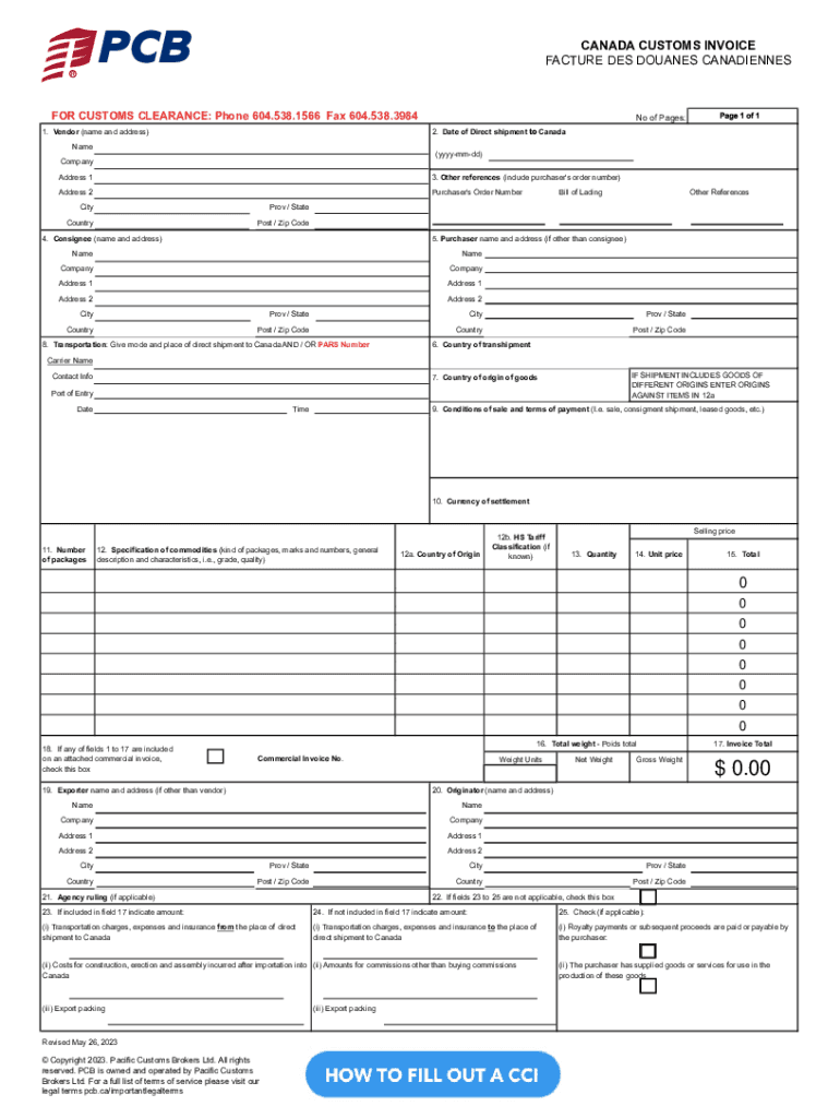 34 Printable Canada Customs Invoice Forms and Templates