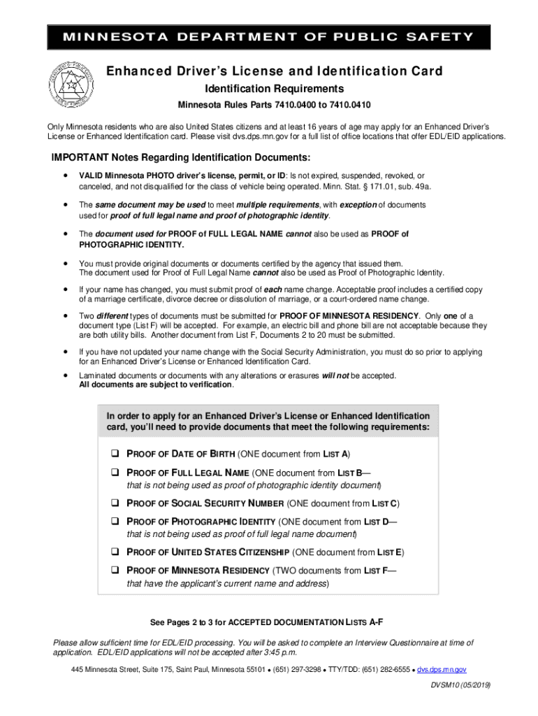  Identification REAL ID, Enhanced Driver&#039;s License and ID 2019-2024