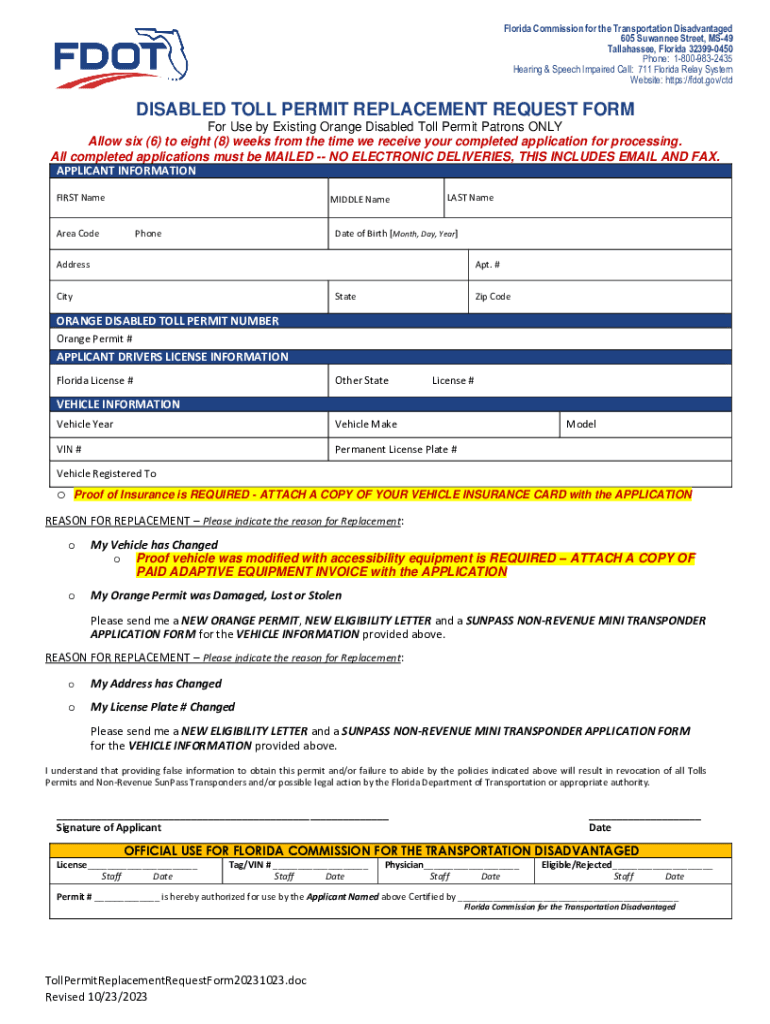 The Florida Commission for the Transportation  Form