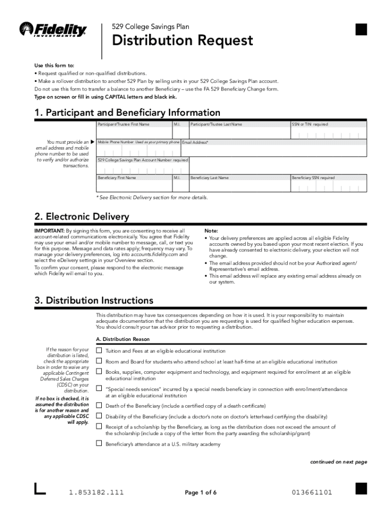 529 College Savings Plan Distribution Request Form