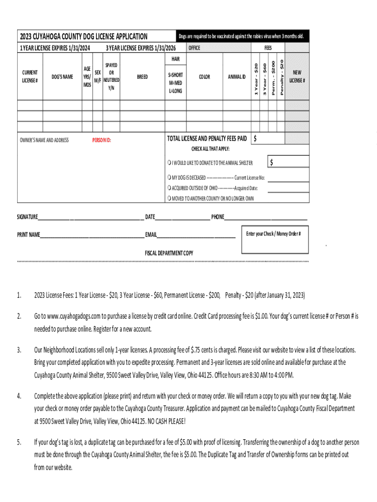 Dog License Application Form Download Fill Out &amp;amp; Sign Online