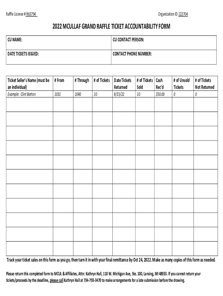 Ticket Lottery Permit Single Draw Ticket Raffle with Prizes  Form