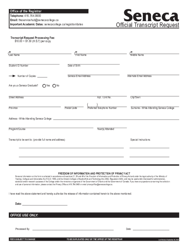Requesting an Official or Unofficial Transcript the Service Hub  Form