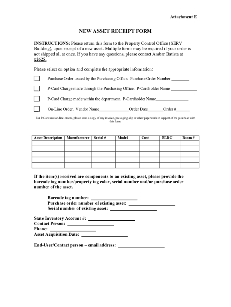  Attachment E NEW ASSET RECEIPT FORM INSTRUCTIONS P 2023-2024