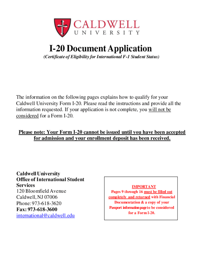  Fillable Online Caldwell I 20 Application Form 2023-2024