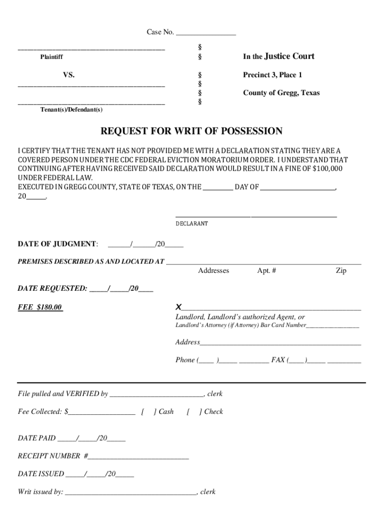 Gregg County Justice of the Peace Courts  Form