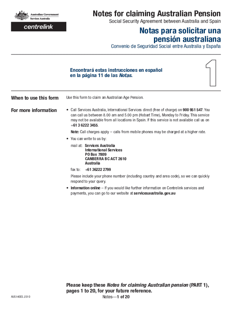 Notes for Claiming Australian Pension 2023-2025