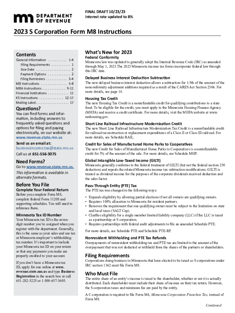 Minnesota M8 Form Fill Out and Sign