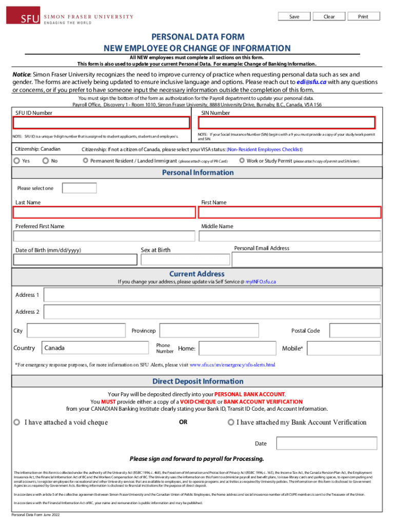 Personal Data Form June 3 PDF