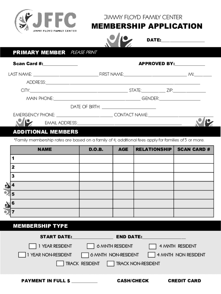 Jimmy Floyd Family Center Membership Fill Out &amp;amp; Sign Online  Form
